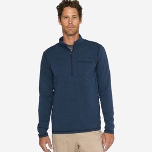 PrAna Guthrie Blue 1/4 Zip Pocket Pullover Lightweight Sweater